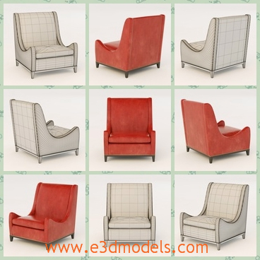 3d model the chair in leather - This is a 3d model of the chair,which is covered with the leather materials.The model is a single one and it is comfortable to sit on.