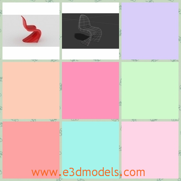 3d model the chair in special shape - This is a 3d model of the chair in special shape,which is red and outstanding.The chair is made with the plastic and other materials.