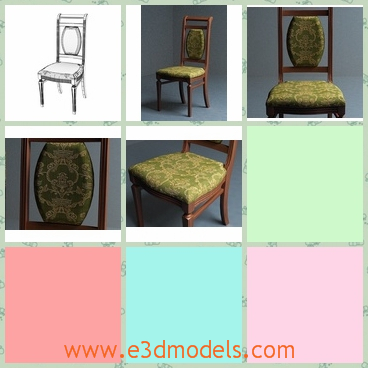 3d model the chair in the dining room - This is a 3d model of the chair in the dining room,which is made of wood and the texture on the surface is special and outstanding.