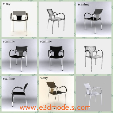 3d model the chair in the office - This is a 3d model of the chair in the office,which is the leather materials.The model has long legs and short back.
