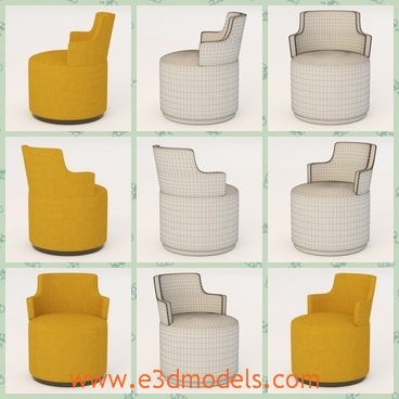 3d model the chair in yellow and in white - This is a 3d model of the chair in yellow and in white,which is a single one and the base is heavy and thick but comfortable.