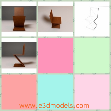 3d model the chair in Zig zag shape - THis is a 3d model of the chair in zig zag shape,which is modern and made in wooden materials.