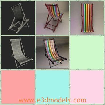 3d model the chair ourdoor - This is a 3d model of the chair,which is made of cloth and steel.The chair is the common outdoor type,usually used by old people.