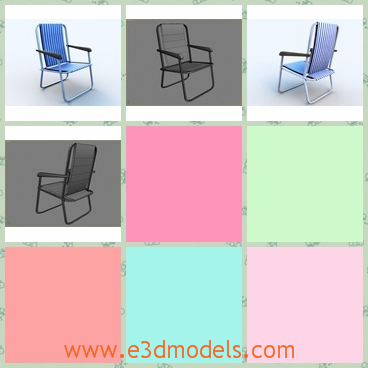 3d model the chair with a back - This is a 3d model of the chair with a back,which is the common chair in the gardens and beaches.