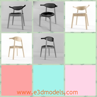 3d model the chair with a back - This is a 3d model of the chair with a back,which is armless and the back is special to lie on.