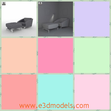 3d model the chair with a footstool - This is a 3d model of the chair with a footstool,which is not big enough but comfortable enough.