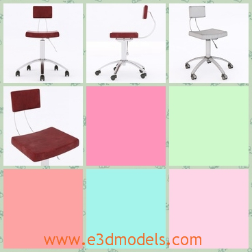 3d model the chair with a small back - This is a 3d model of the chair with a small back,which has a bigger holder than others.The model is a swivel chair.