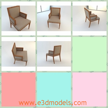 3d model the chair with arms - This is a 3d model of the chair with arms,which is modern and stable.The model is covered with comfortable materials.
