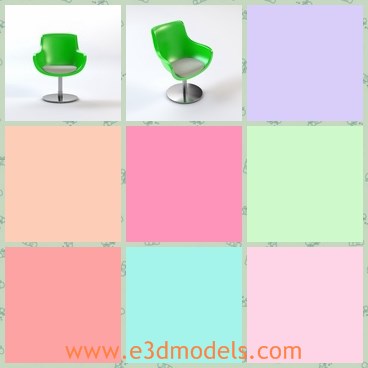 3d model the chair with green back - This is a 3d model of the chair with green back,which is made of plastic materials.The back is transparent and modern.