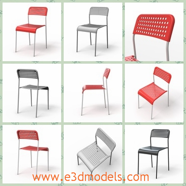 3d model the chair with hollow back - This is a 3d model of the dining chair,which is a piece of furniture in the room.The chair is made according to the real chair.