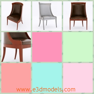 3d model the chair with leather materials - This is a 3d model of the chair with leather materials.The chair is made of wood and the cover is thick and soft.