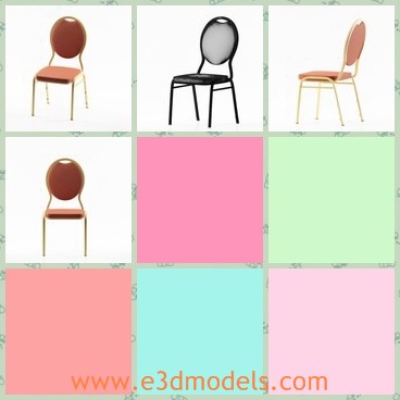 3d model the chair with leather surface - This is a 3d model of the chair with leather surface,which is common and soft to sit on.The chair is stackable and popular in life.
