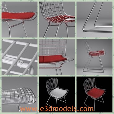 3d model the chair with the hollow back - This is a 3d model of the chair with the hollow back,which is modern and fabric.The model is red and modern.
