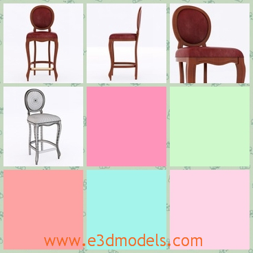 3d model the chair with the oval back - This is a 3d model of the chair with the oval back,which is high and the back is small.The model is the barstool actully.