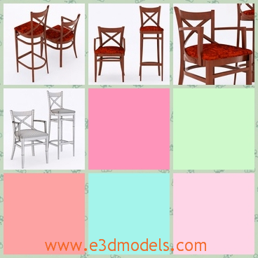 3d model the chair with the red cover - This is a 3d model of the chair with the red cover,which is high and the legs and tall,but some of them are short.