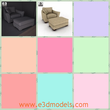 3d model the chair with the stool - This is a 3d model about the chair and the stool in the living room.The model is presented as a pair.