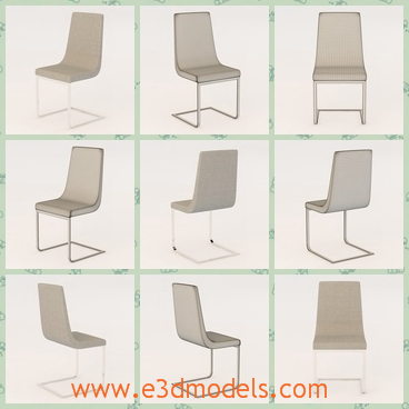 3d model the chair with the tilted leg - This is a 3d model of the chair with the tilted leg,which is white and light.The model is placed in the office and can be easily to move.