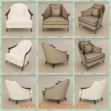 3d model the chair with tilted legs - This is a 3d model of the chair  with tilted legs,which are white and small.The model is suitable for one person.