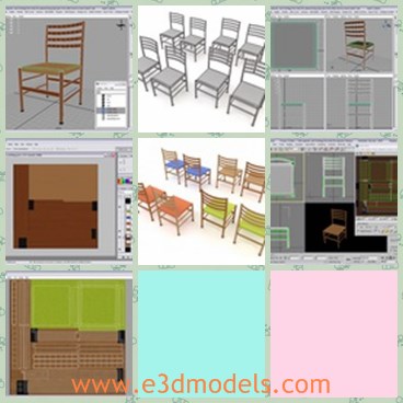 3d model the chairs - This is a 3d model of the chairs,which is made of wooden materials.The model is common and popular in life.