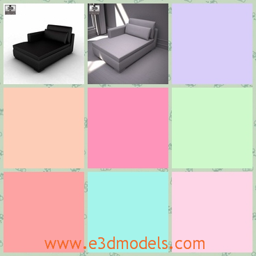 3d model the chaise longue - This is a 3d model of the chaise longue,which is placed in the living room and sometimes,it can be used as a single bed.