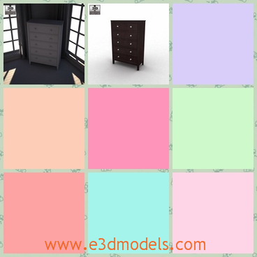 3d model the chest in the bedroom - This is a 3d model of the chest in the bedroom,which is tall and heavy.The model can be used to store stuffs.