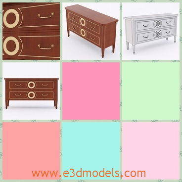 3d model the chest of drawers - This is a 3d model of the chest of drawers in the room,which is large and heavy.The model has the round symbols on it.