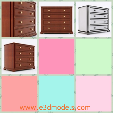 3d model the chest of drawers - This is a 3d model of the chest of drawers,which can be used as the cabinet and dresser.The model is placed in the office.