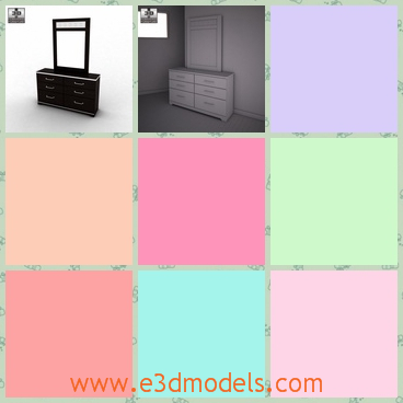 3d model the chest with a mirror - This is a 3d model of the chest with a mirror,which is large and modern.The model is made of wood and it is stable.