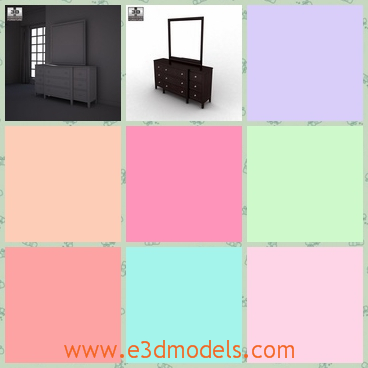 3d model the chest with drawers - This is a 3d model of the chest with drawers,which is linked to a piece of mirror on the top.