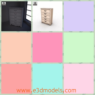 3d model the chest with several drawers - This is a 3d model of the chest with several drawers,which is made by the Ashley company.The model is a wood product.