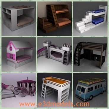 3d model the children beds - This is a 3d model of the children beds,which is small and cute.There are several shapes of them,such as the car shape,castle shape and other cute shapes.
