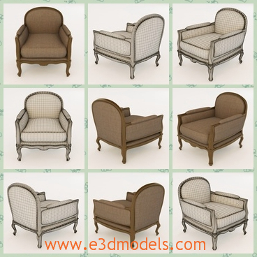 3d model the classical armchair - This is a 3d modelof the classical armchair,which is antique and classical.The model is made in the ancient times.