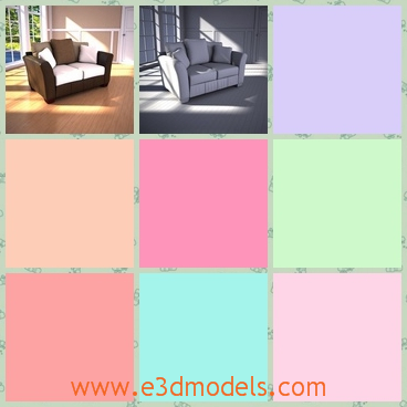 3d model the coach in the living room - This is a 3d model of the couch in the living room,which is modern style and the sofa is popular in China.