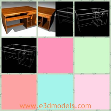 3d model the computer desk - This is a 3dmodel of the wooden computer desk,which is the common desk in our life.The model is big and very useful.