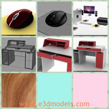 3d model the computer table - THis is a 3d model of the computer desk,which contains MAC monitor and CPU, logitec mouse, canon printer, keyboard, audio speaker.