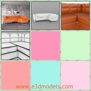 3d model the corner sofa - This is a 3d model of the corner sofa,which is suitable and made with leather materials.The model is modern and contemporary.