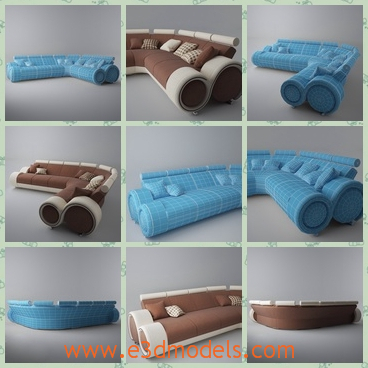 3d model the corner sofa - This is a 3d model of the corner sofa,which is long and comfortable.The couch was made with high quality and accurate designs.