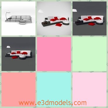 3d model the couch and the lamp - This is a 3d model of the couch and a lamp in the living room,which is clean and tidy.The lamp and the couch are made in modern style.