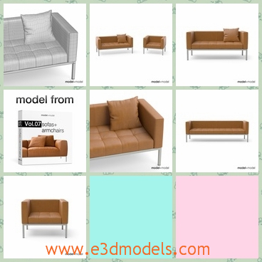 3d model the couch with leather cover - This is a 3d model of the couch with leather cover,which is made in high quality and the  model is one of other great models that goes together in the Vol.07 .