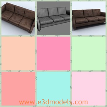 3d model the couch with leather materials - This is a 3d model of the couch with leather materials,which is old and heavy.The model is made with high quality.