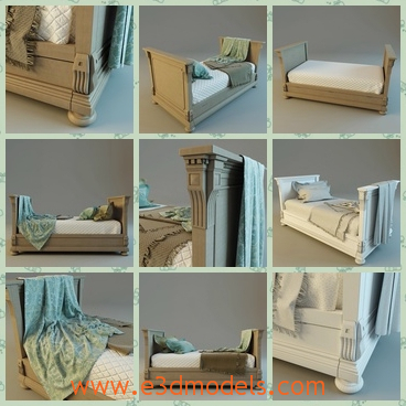 3d model the daybed with a cover - This is a 3d model of the daybed with a cover,which has the quilt and the pillow on it and the model is placed in the living room.