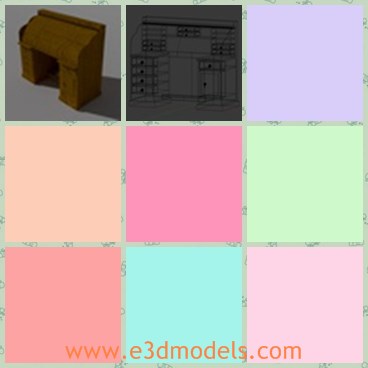 3d model the desk - This is a 3d model of the antique desk,which is small and made of wooden materials.