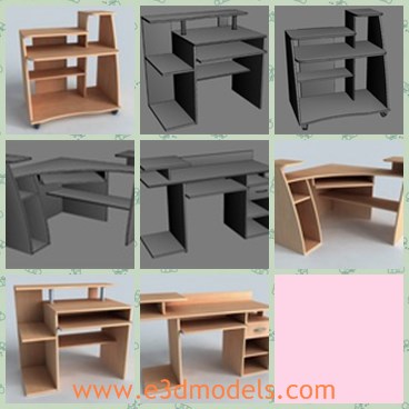 3d model the desk for computers - This is a 3d model of the desk for computers,which was made of wooden materials and there are several styles to be chosen.