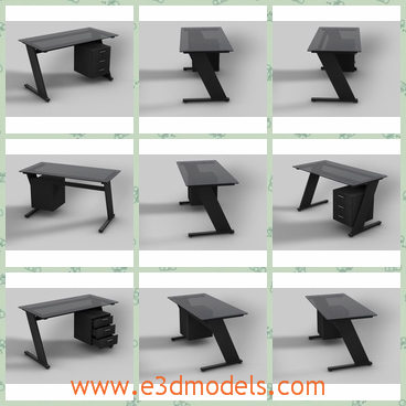 3d model the desk in the black - This is a 3d model of the desk in the balck,which is tilted and made with several drawers.