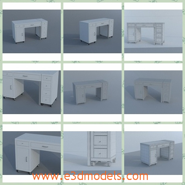 3d model the desk in white - This is a 3d model of the desk in white,which is the furniture in the office.The model is common in the office.