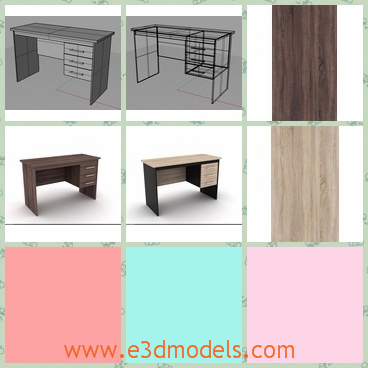 3d model the desk in wood - This is a 3d model of the desk in wood,which is the office type.The model is modern and single.