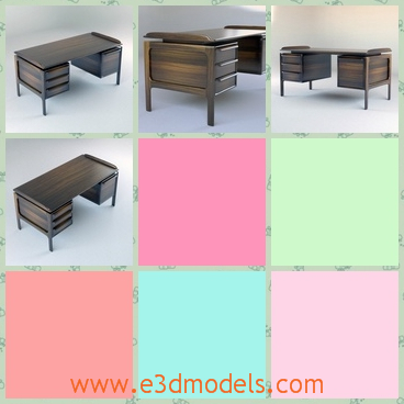 3d model the desk made in wood - This is a 3d model of the desk made in wood,which is in special shape and modern.All of the models from the vintage series show real objects from the 50s and 60s.