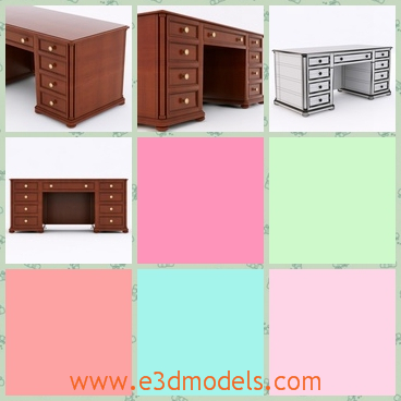 3d model the desk of scotland - This is a 3d model of the desk of Scotland,which is made of wood and the there are many drawers.