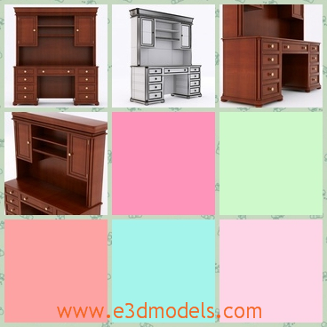 3d model the desk with a hutch - This is a 3d model of the desk with a hutch,which can store the clothes or something else.