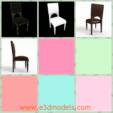 3d model the dining chair with a special back - This is a 3d model of a dining chair with a special back,and the back has a hole on it.The model is covered with leather.
